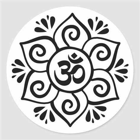 Om Symbol In Lotus Petal Mandala Classic Round Sticker Zazzle