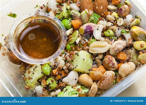 Legume Salad With Almonds Stock Photo Image Of Plate 170022474