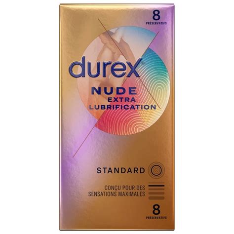 Durex Nude Extra Lubrification Sensation Peau Contre Peau 8 préservatifs ultra fins Cdiscount