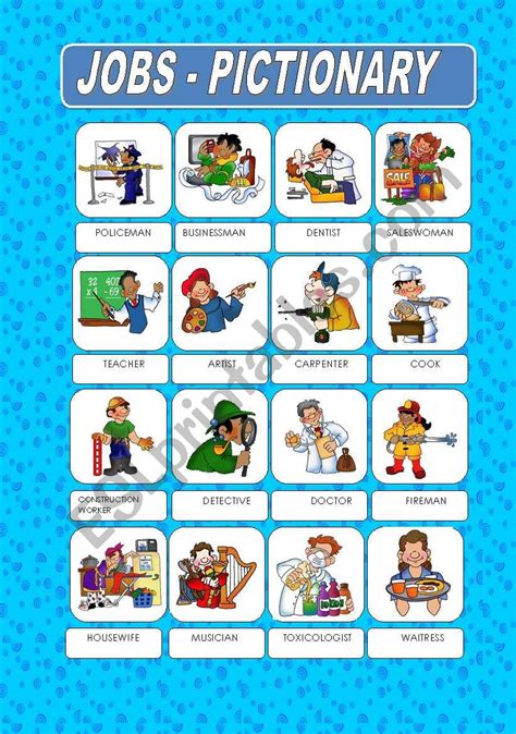 Jobs Pictionary Esl Worksheet By Princesss 266