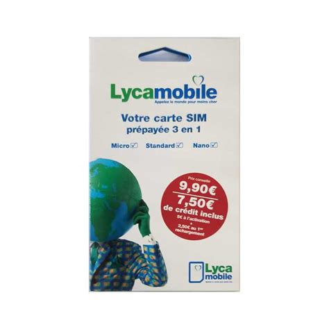 Carte Sim Pr Pay E Lyca Mobile De Cr Dit Inclus