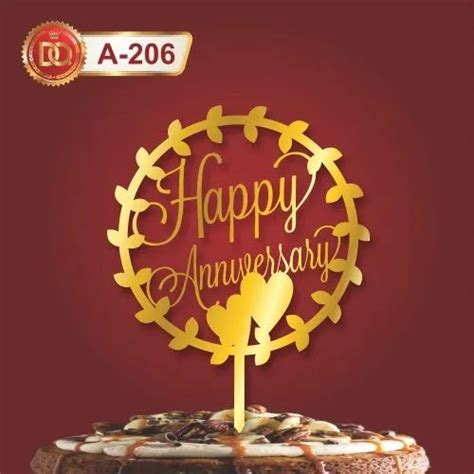 Golden 1 Single Piece Acrylic Happy Anniversary Cake Topper Packaging