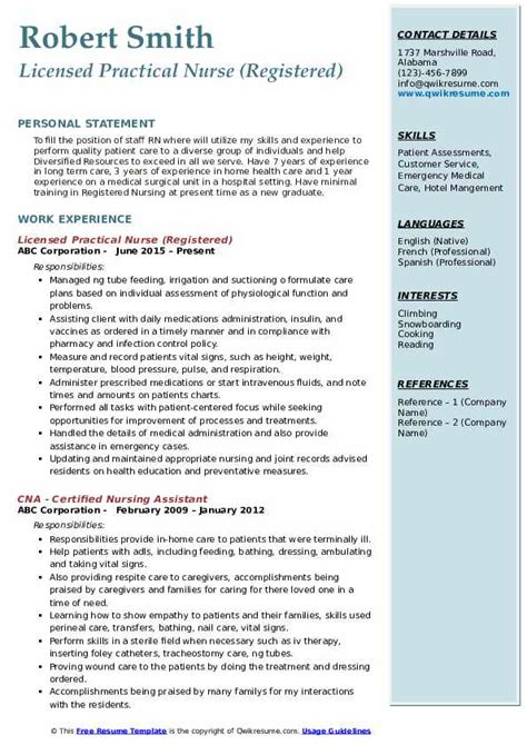 Licensed Practical Nurse Resume Samples Qwikresume