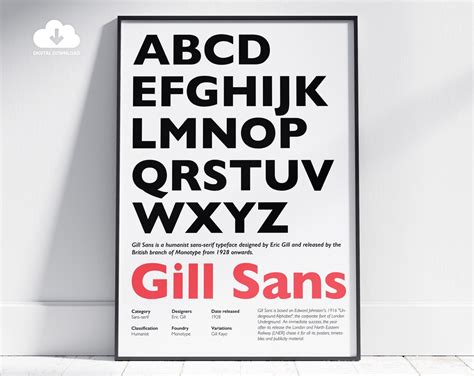 Gill Sans Font Poster. Gill Sans Poster. Typeface Poster. Typographic ...