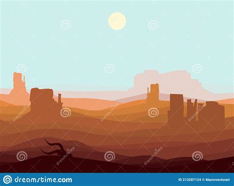 Western Desert Landscape Background Stock Vector - Illustration of sand ...