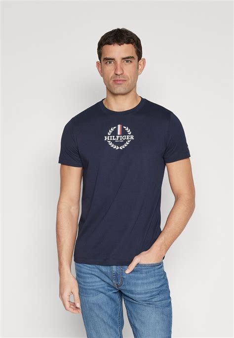 Tommy Hilfiger Global Stripe Wreath Tee T Shirt Con Stampa Desert