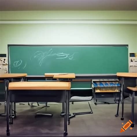 Classroom With Desks And Chalkboard On Craiyon