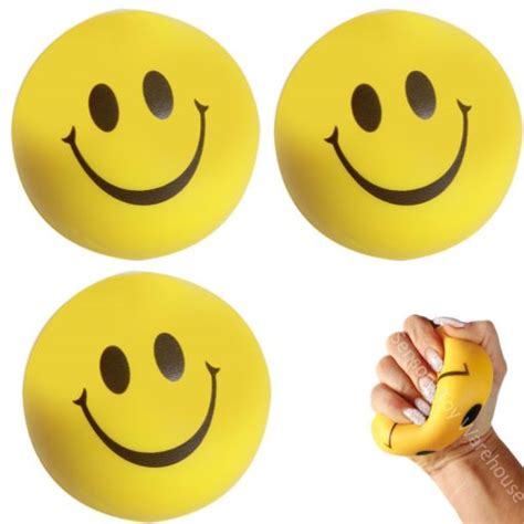 Smiley Face Yellow Sensory Stress Balls 6 Pack Sensory Toy Warehouse