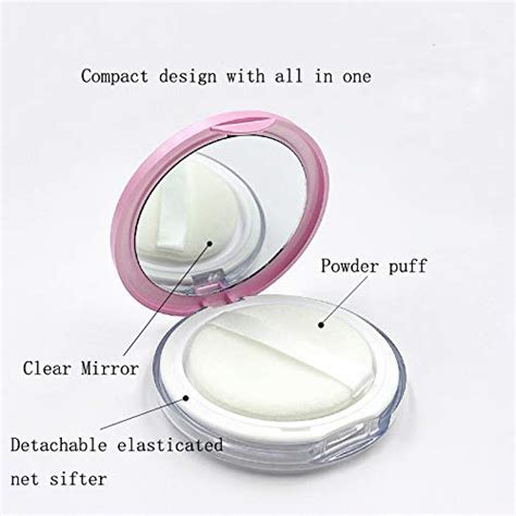 Plastic Loose Powder Compact Container With Velvet Powder Puff Mirror