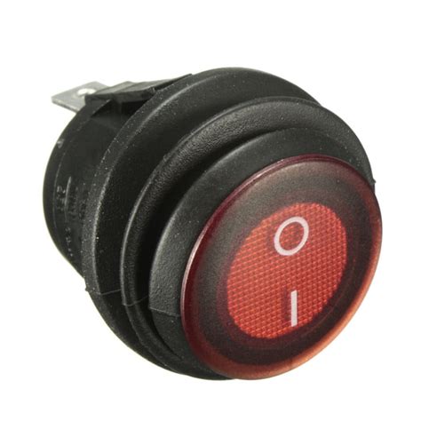 Red Waterproof On Off Round Rocker Switch SPST LED Illuminated 12V DC