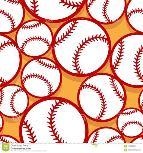 Seamless Pattern With Baseball Softball Ball Graphics Stock Vector