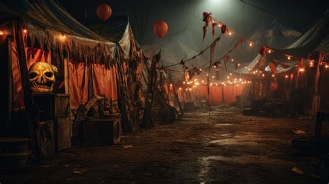 Vintage Abandoned Carnival With Spooky Look Halloween Concept For