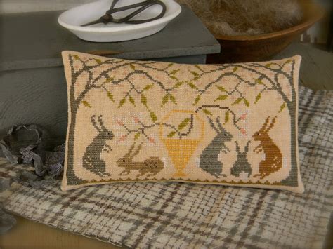 Primitive Cross Stitch PAPER PATTERN Rabbit Warren from | Etsy