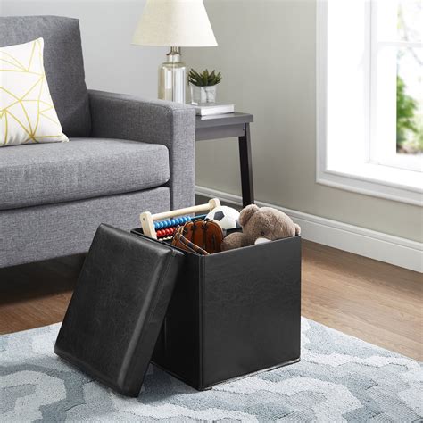 Mainstays Ultra Collapsible Storage Ottoman Black