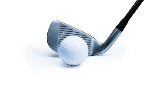 Premium Photo Close Up Of Golf Ball And Swing Against White Background