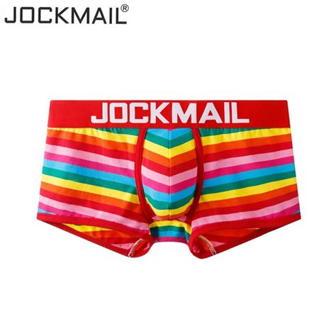 Jockmail ropa interior Sexy Gay para Hombre bóxer a rayas de arcoíris