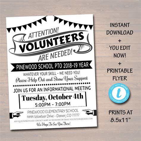 Editable Volunteer Recruitment Flyer Printable Handout Etsy