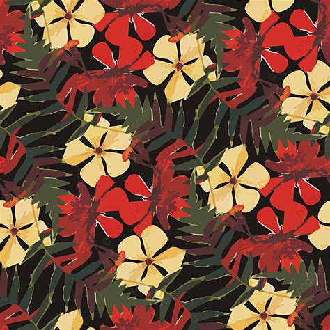 Seamless Red And White Flowers Background Vector Wallpapers Seamless