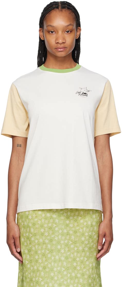 White Caf Kitsun T Shirt By Maison Kitsun On Sale