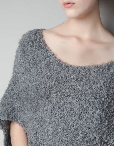 Zara Boucle Knit Mohair Sweater In Gray Grey Lyst