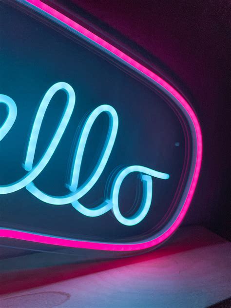 Hello Led Neon Sign Neon Light Lettering Neon Lamp Word Small Etsy