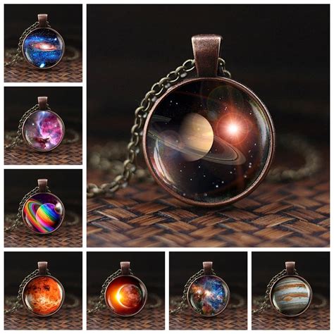 Charming Nebula Necklace Galaxy Space Glass Cabochon Pendant Solar