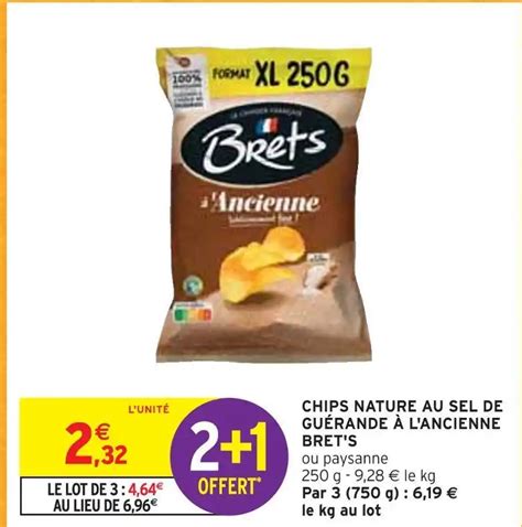 Promo Bret s chips nature au sel de guérande à l ancienne chez Intermarché