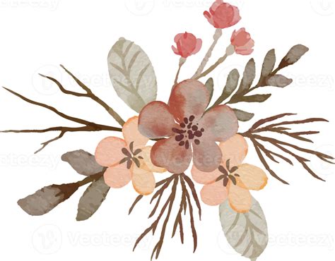 Elegante Arreglo Floral Vintage En Acuarela Png