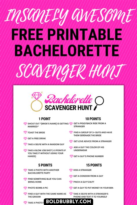 The Best Bachelorette Scavenger Hunt For A Fabulous Night Out Bold