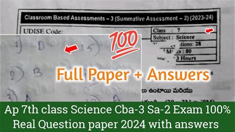 💯real Ap 7th Class General Science Sa 2 Full Question Paper 20247th Sa 2 Science Paper Answers