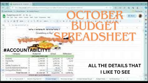 My First Budget Close Out October Budget Spreadsheet Format