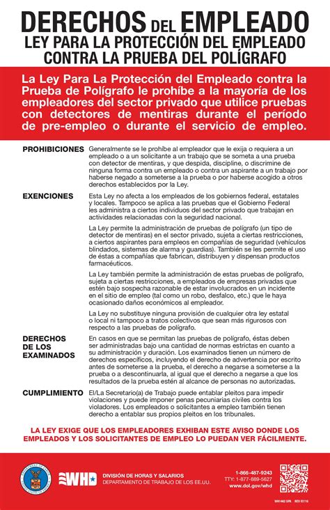 Free Federal Employee Polygraph Protection Act (EPPA) (Spanish) Labor ...