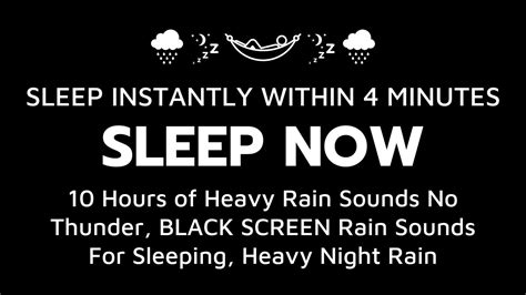 10 Hours Of Heavy Rain Sounds No Thunder Black Screen Rain Sounds For