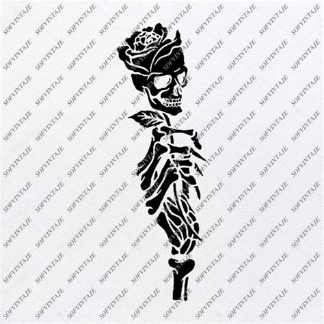 Skull Svg File Skull Rose Svg Design Clipart Tattoo Rose Svg File Skull