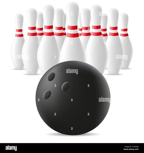 Bowling Ball And Skittle Vector Illustration Isolated On White