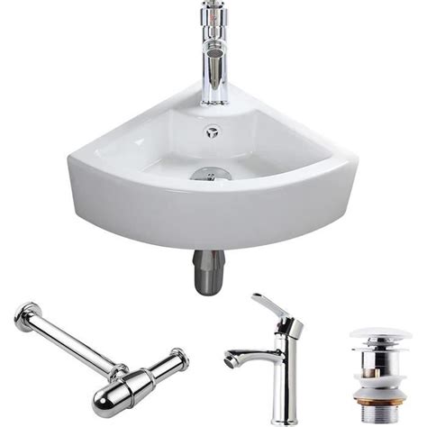 CROSS ZEBRA Lavabo D Angle Mural Avec Robinet Siphon Lavabo En