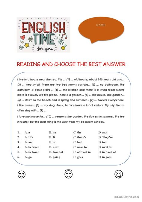 READING AND CHOOSE THE BEST ANSWER G English ESL Worksheets Pdf Doc