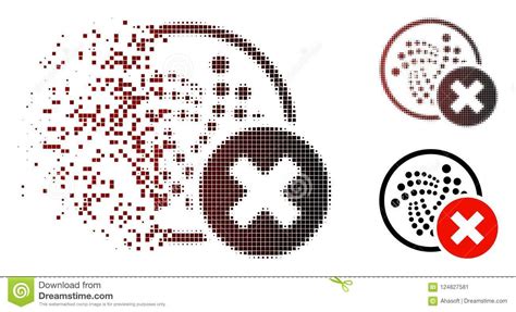 Destructed Dotted Halftone Delete Iota Icon Stock Vector Illustration