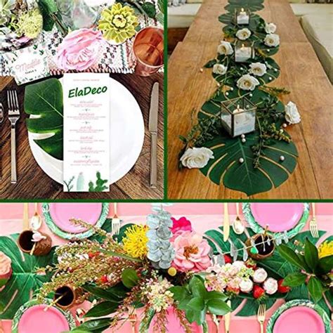 12 Pcs Artificial Tropical Palm Leaves Luau Party Decoration Monstera