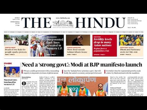 15 April 2024 The Hindu Newspaper Today The Hindu Analysis Today