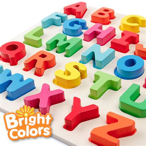 Coogam Wooden Alphabet Puzzle Abc Letters Sorting Board Blocks