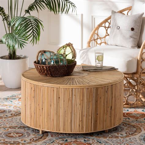 Bali Pari Miami Boho Coffee Table Natural Rattan Light Honey