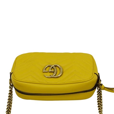 Gucci Gg Marmont Small Matelasse Leather Crossbody Bag Yellow 447632