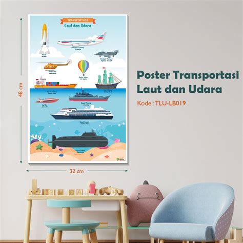 Jual Poster Edukatif Macam Macam Kendaraan Transportasi Laut Dan Udara