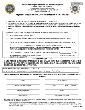 Fillable Online Ok Form Payment Election Form Deferred Option