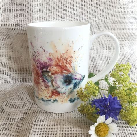 Hedgehog Watercolour Bone China Mug China Cup Wildlife Art Mug By