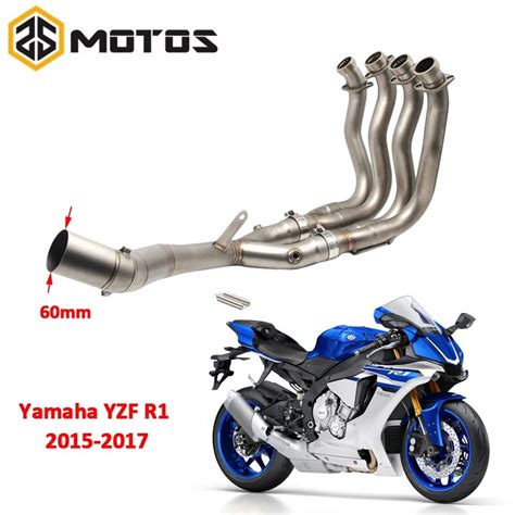 ZS MOTOS Exhaust Muffler For YZF R1 Motorcycle Full System Middle Pipe