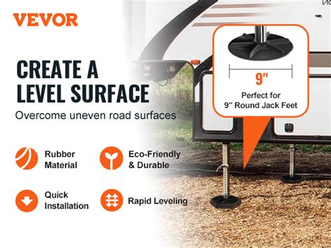 VEVOR RV Leveling Pads, 9 Inch Round Landing Feet, Permanent Attached Jack Stabilizers, Rubber ...