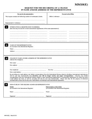 FORM MM10 Request For The Recordal Of A Change In WIPO Fill