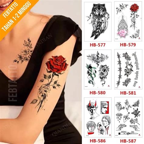 Jual Tato Temporer Ukuran Cm X Cm Motif Tangan Bunga Mawar Hb